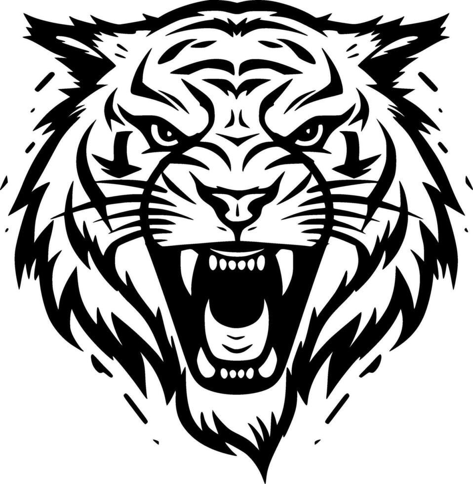 Tiger - Black and White Isolated Icon - Vector illustration