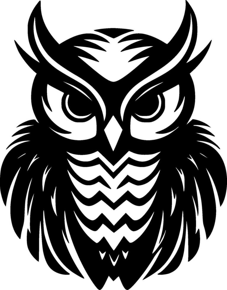 Owl, Black and White Vector illustration