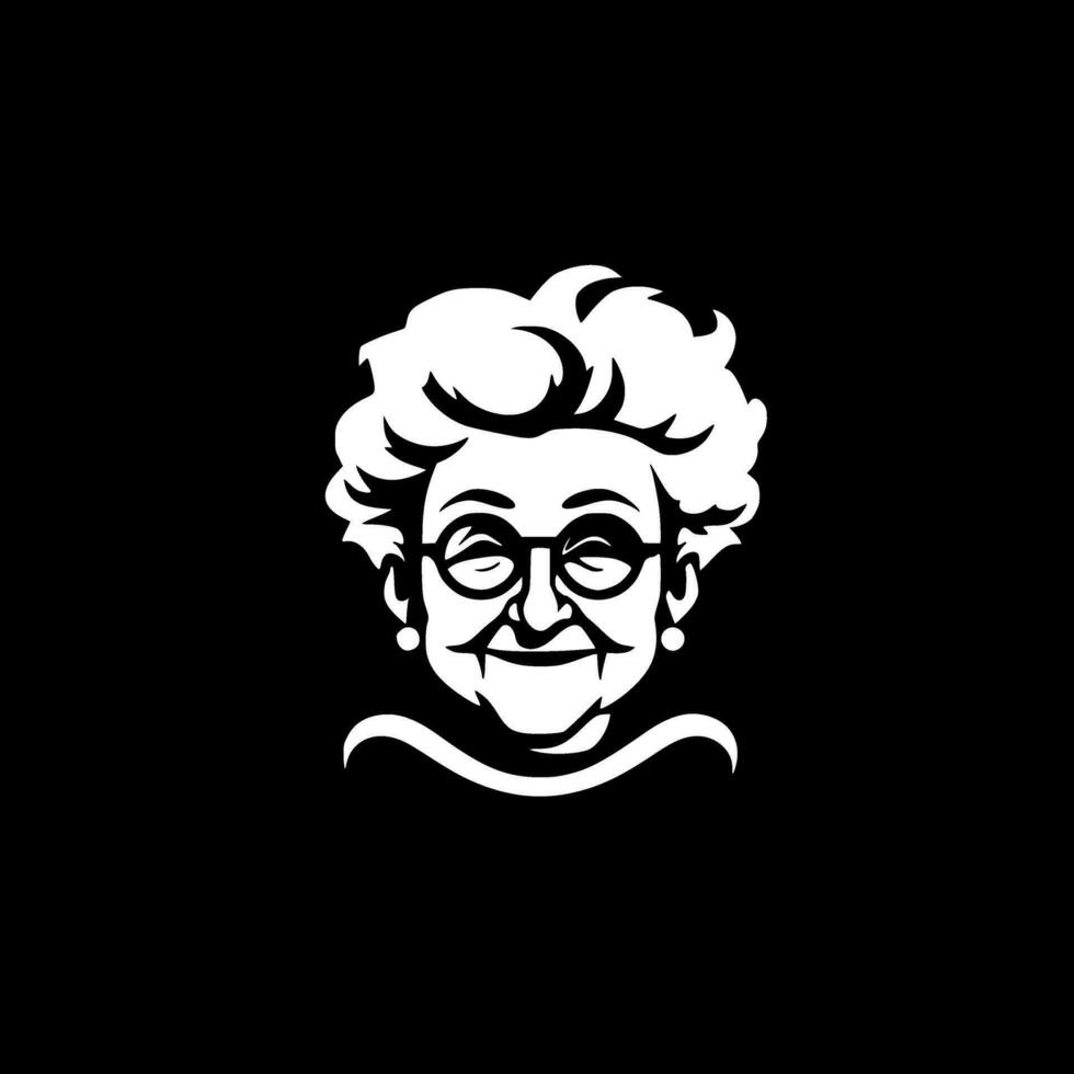 abuela - negro y blanco aislado icono - vector ilustración