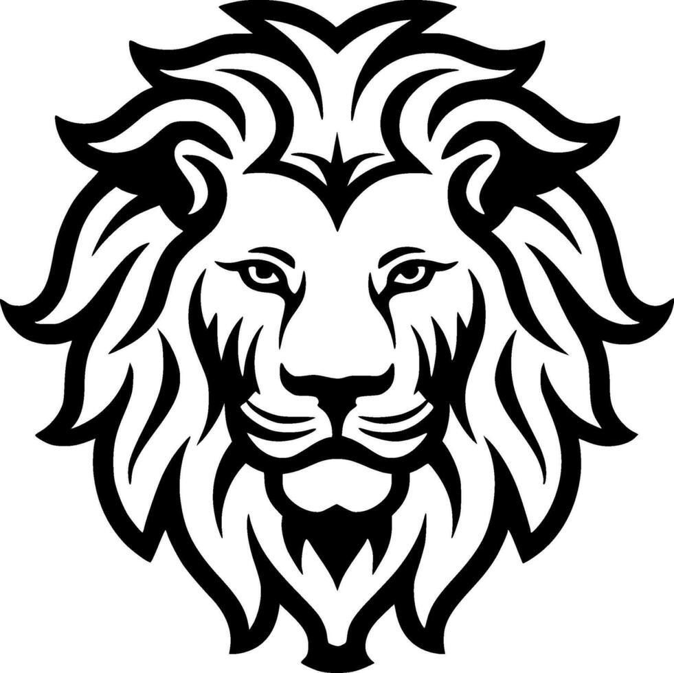 Lion, Black and White Vector illustration