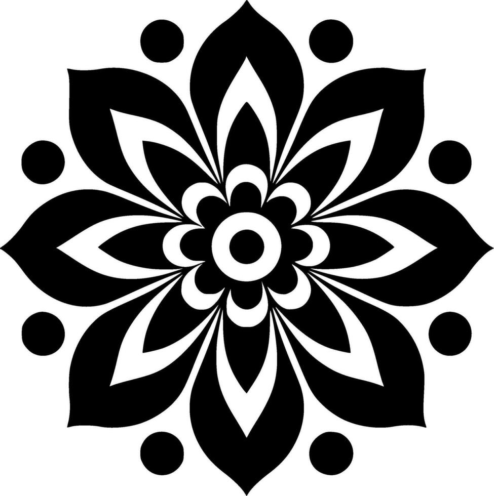 Mandala - Black and White Isolated Icon - Vector illustration