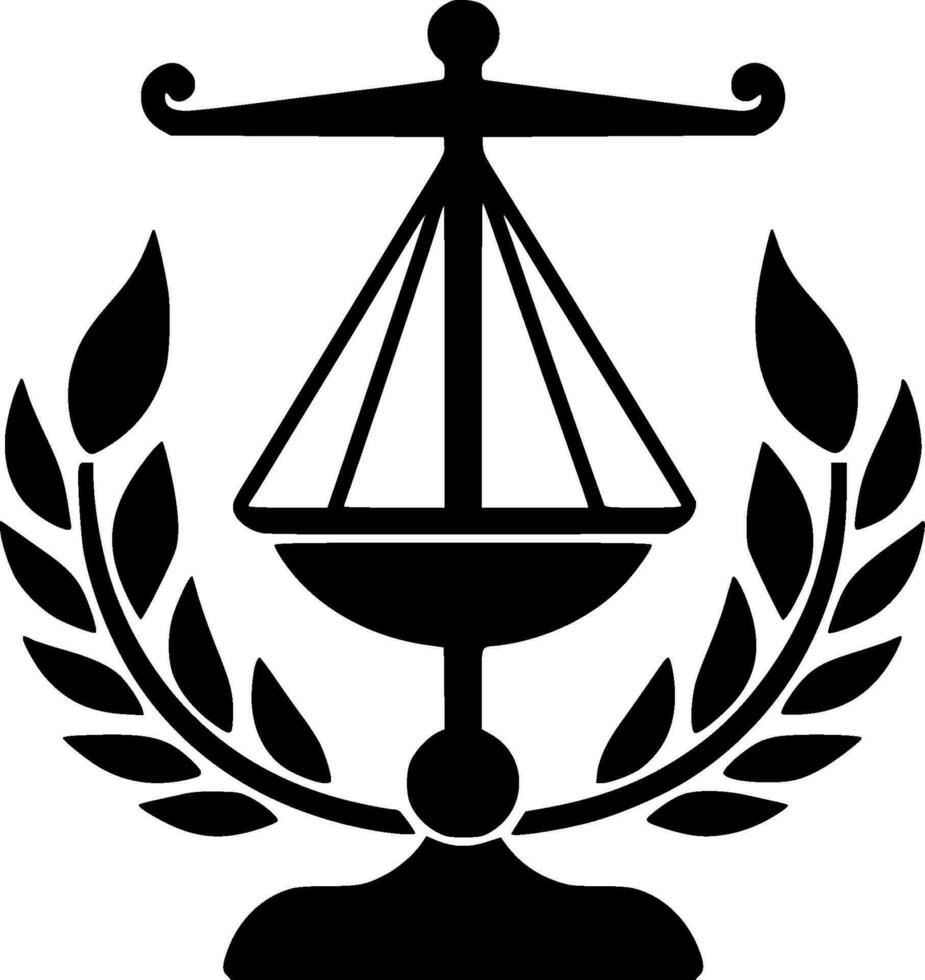 justicia - negro y blanco aislado icono - vector ilustración