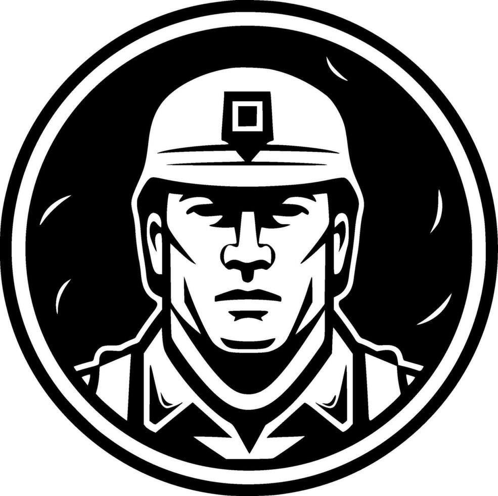 militar - negro y blanco aislado icono - vector ilustración