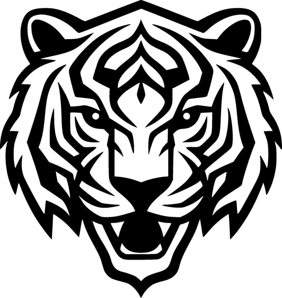 Tiger, Black and White Vector illustration