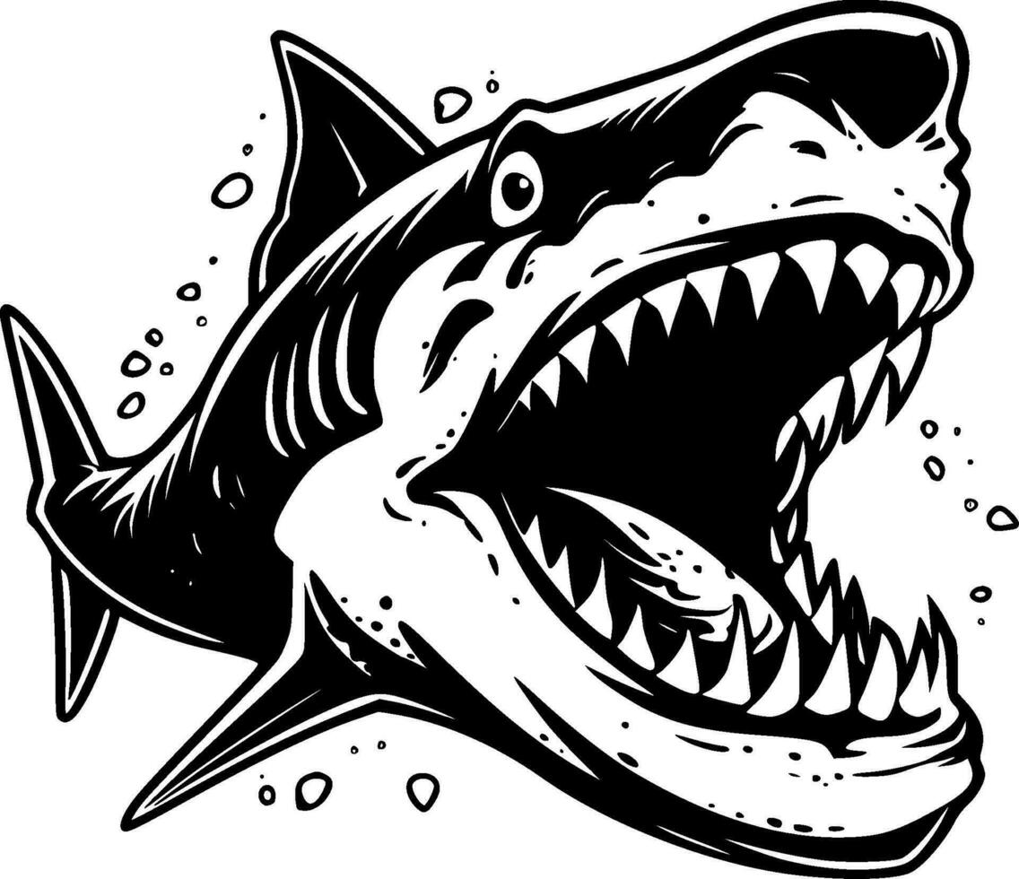 Shark - Black and White Isolated Icon - Vector illustration