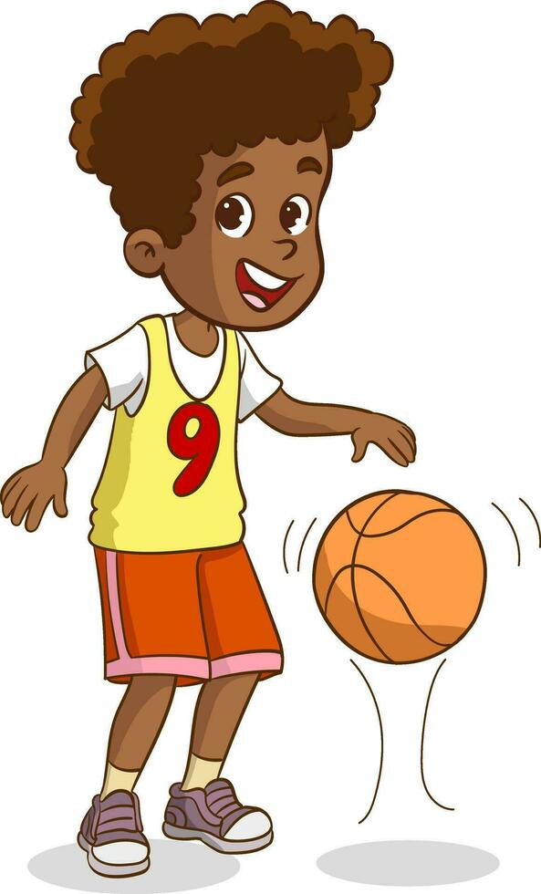 vector illustration of boy playing basketball