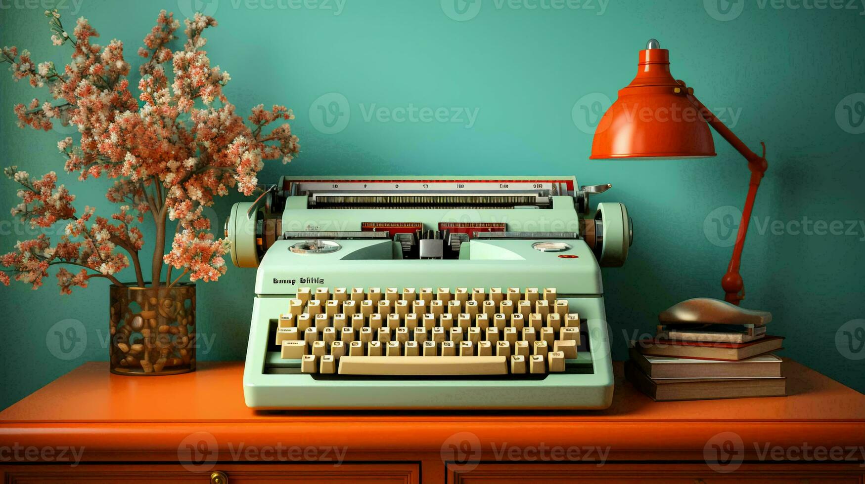 Old stylish vintage retro typewriter poster photo