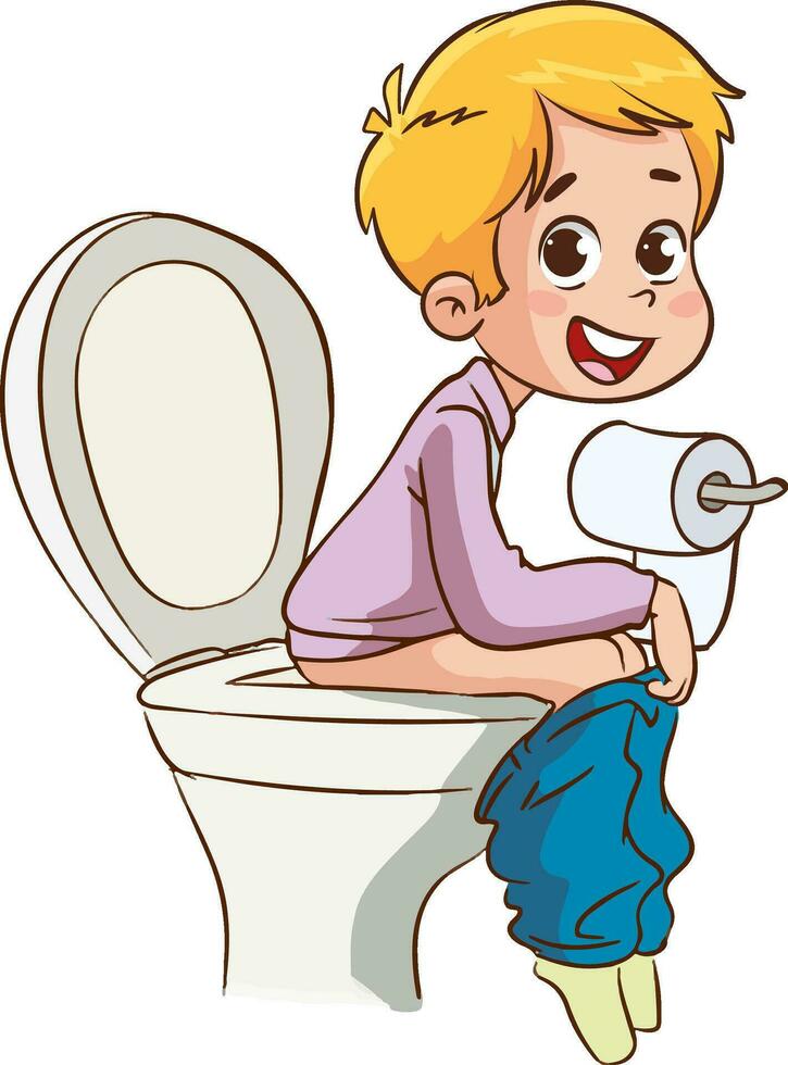 vector illustration of boy taking the toilet 29192352 Vector Art at