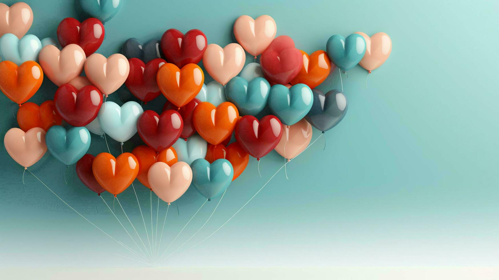 Multi-colored festive beautiful love balloons for Valentine's Day photo