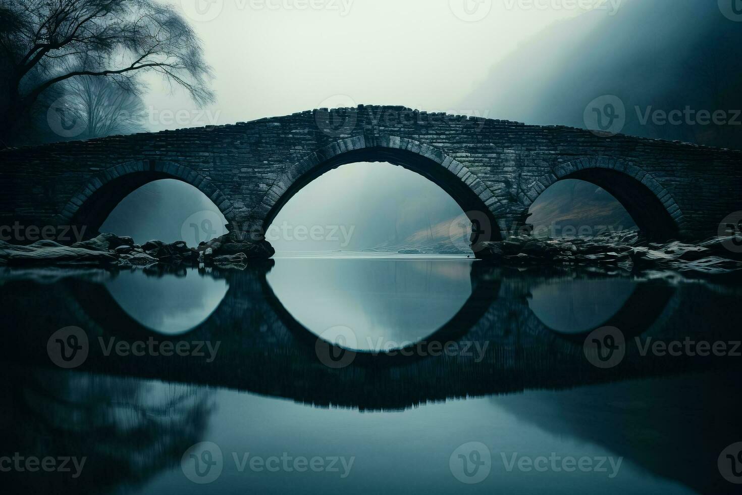 Long exposure minimalism capturing the ethereal beauty of old iron arch bridges photo