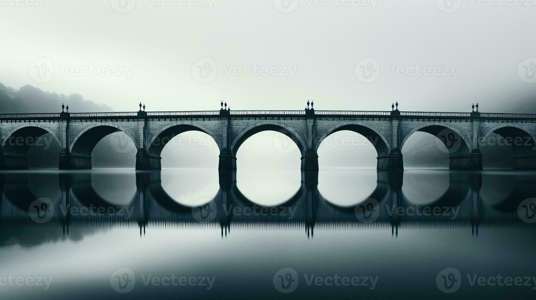 Long exposure minimalism capturing the ethereal beauty of old iron arch bridges photo