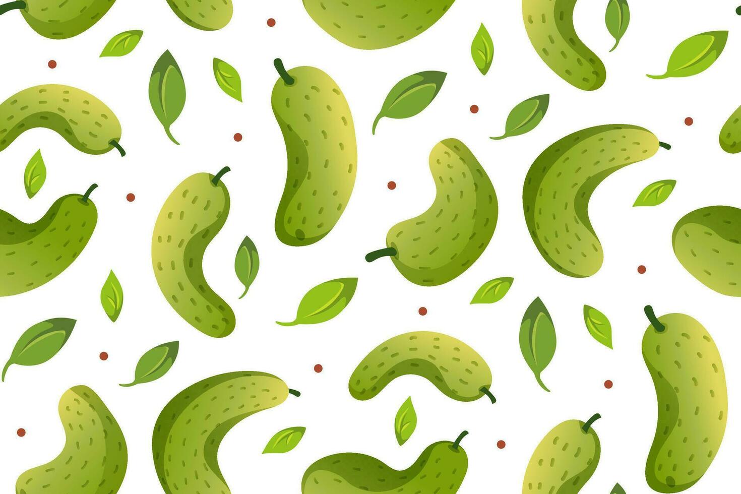 Harvest seamless Pattern. Cucumbers vector flat illustration. Pattern for background, printing on wrapping paper, wallpaper or fabric.