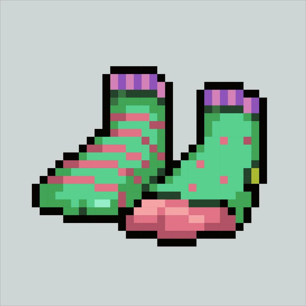 píxel Arte ilustración medias. pixelado medias. calcetines Zapatos icono pixelado para el píxel Arte juego y icono para sitio web y vídeo juego. antiguo colegio retro vector