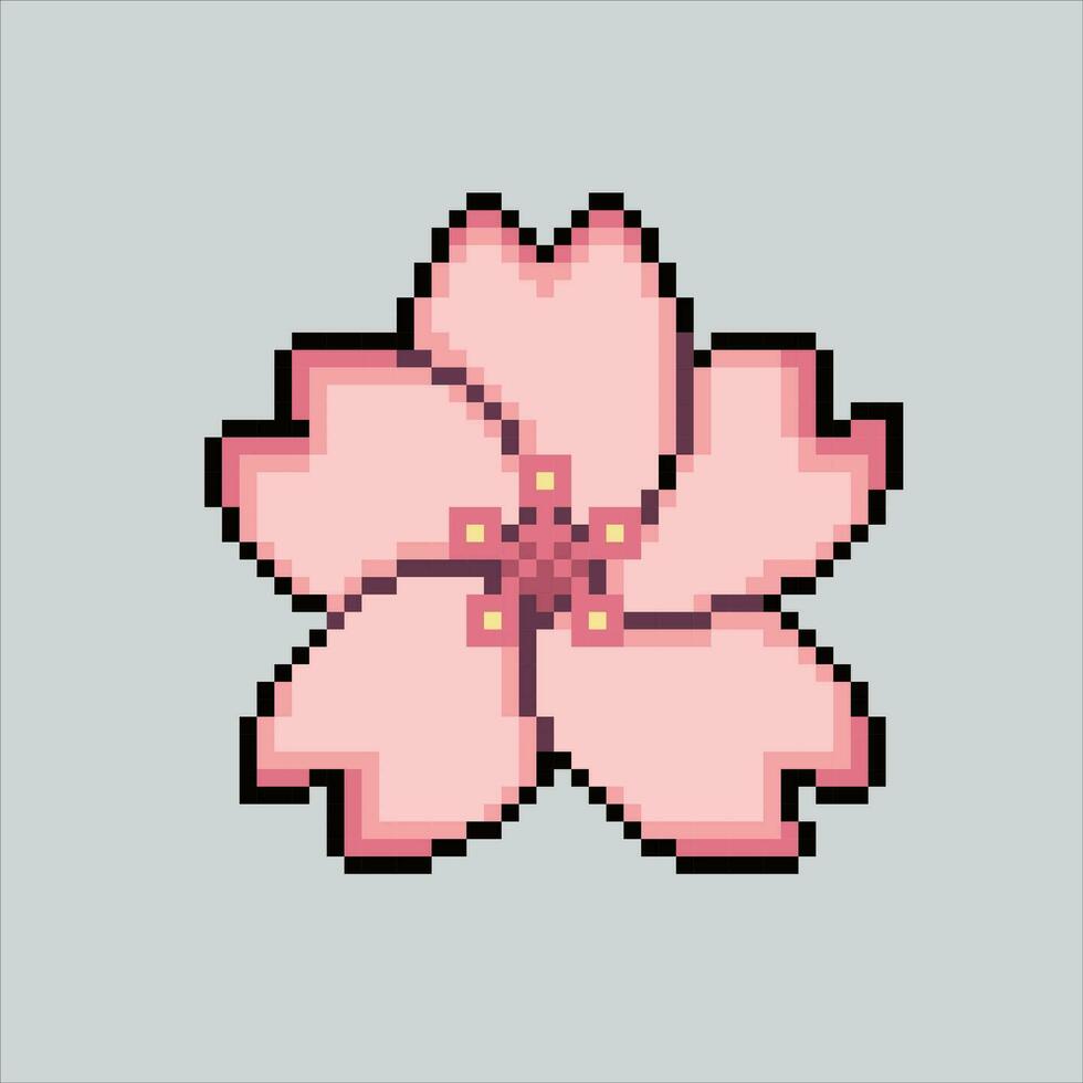 Pixel art illustration Sakura Flower. Pixelated Sakura Flower. Beautiful Japanese Sakura Flower icon pixelated for the pixel art game and icon for website and video game. old school retro. vector