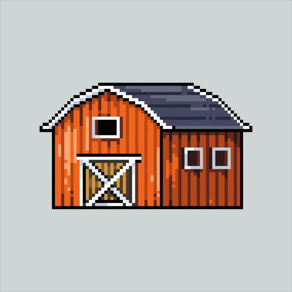 Pixel art illustration Barn. Pixelated Barn. Barn building farm icon ...