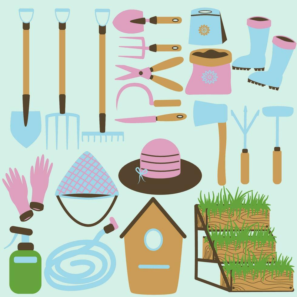 Gardening tools illustration vector