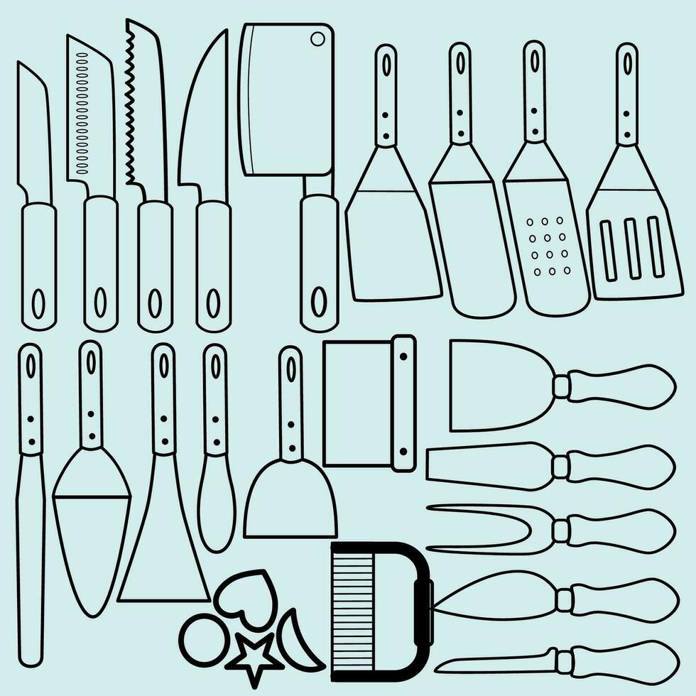 Kitchen tools doodle illustration vector