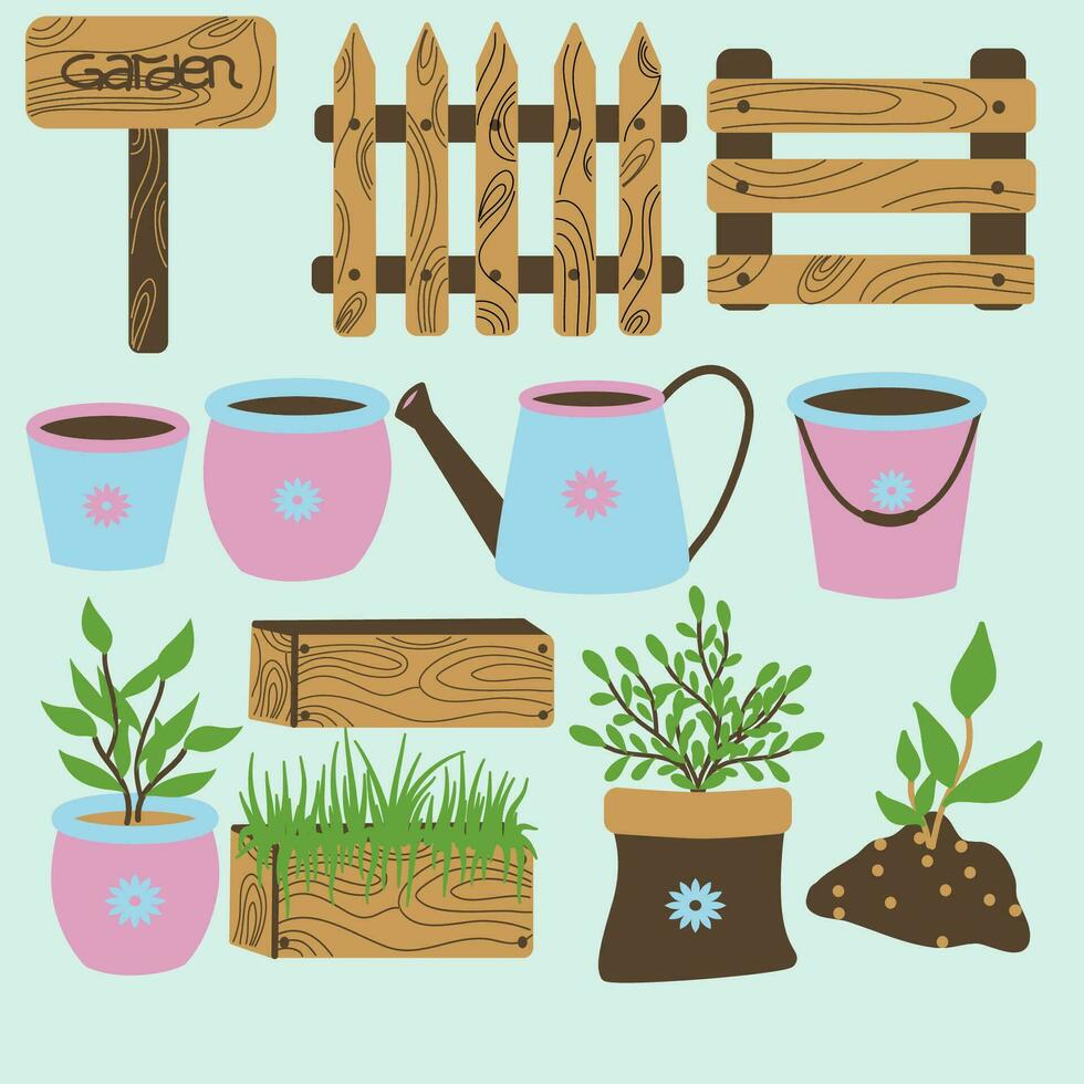 jardinería herramientas ilustración vector