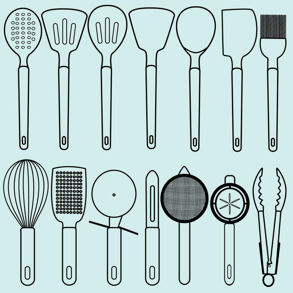 Kitchen tools doodle illustration vector
