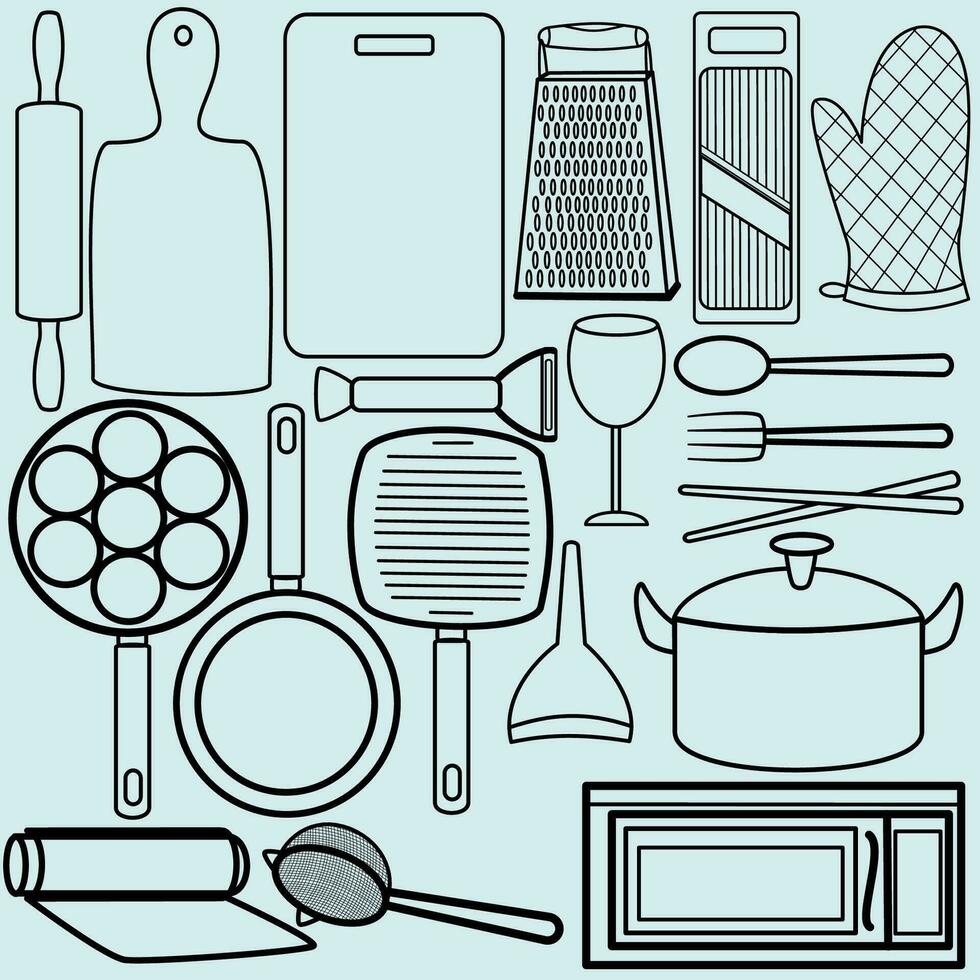 Kitchen tools doodle illustration vector