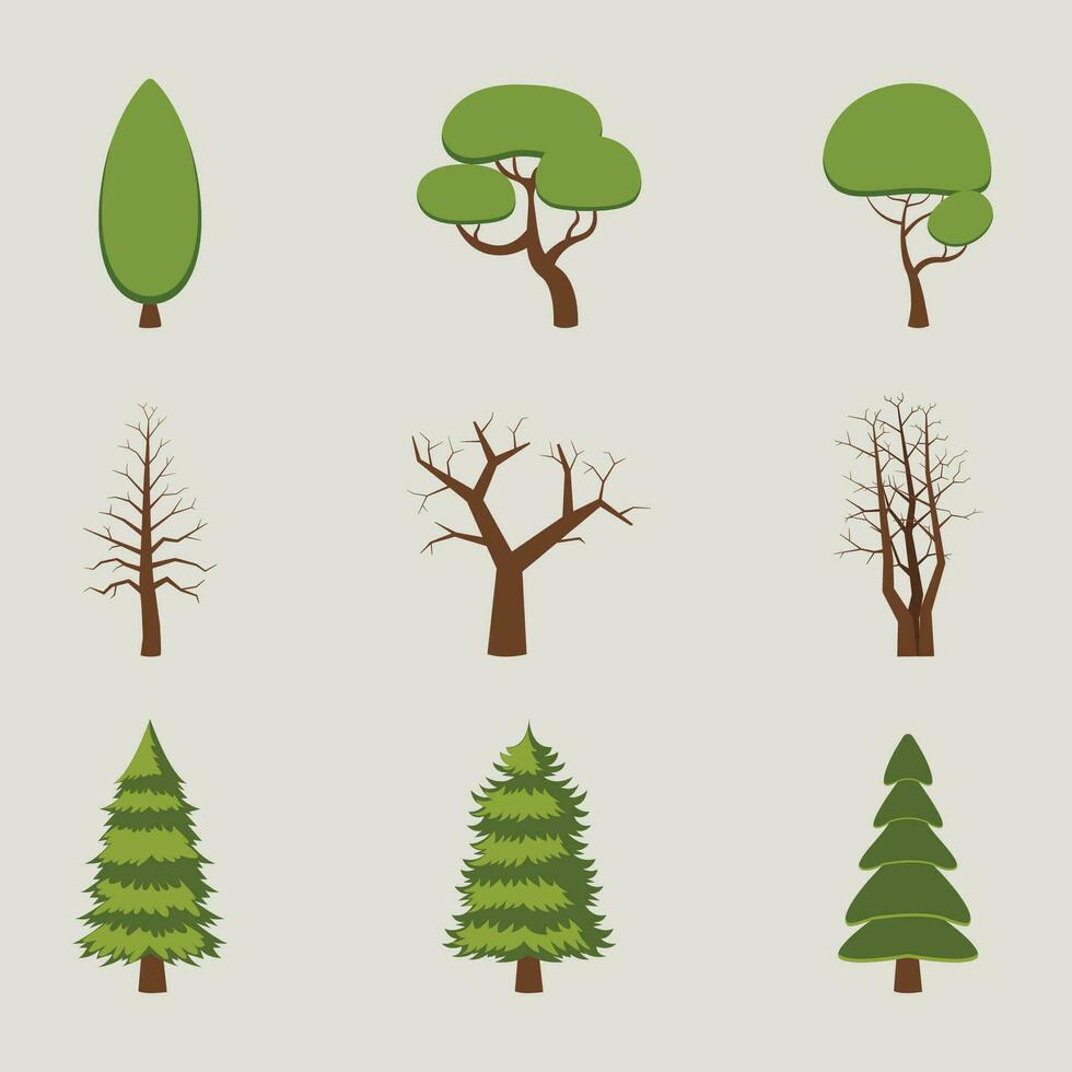 Winter or Christmas trees set. various christmas trees. vector