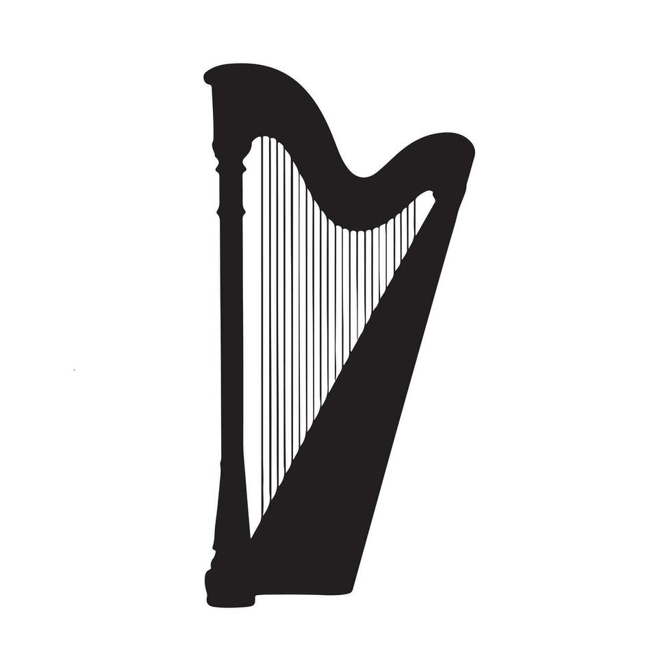 harp silhouette Vector