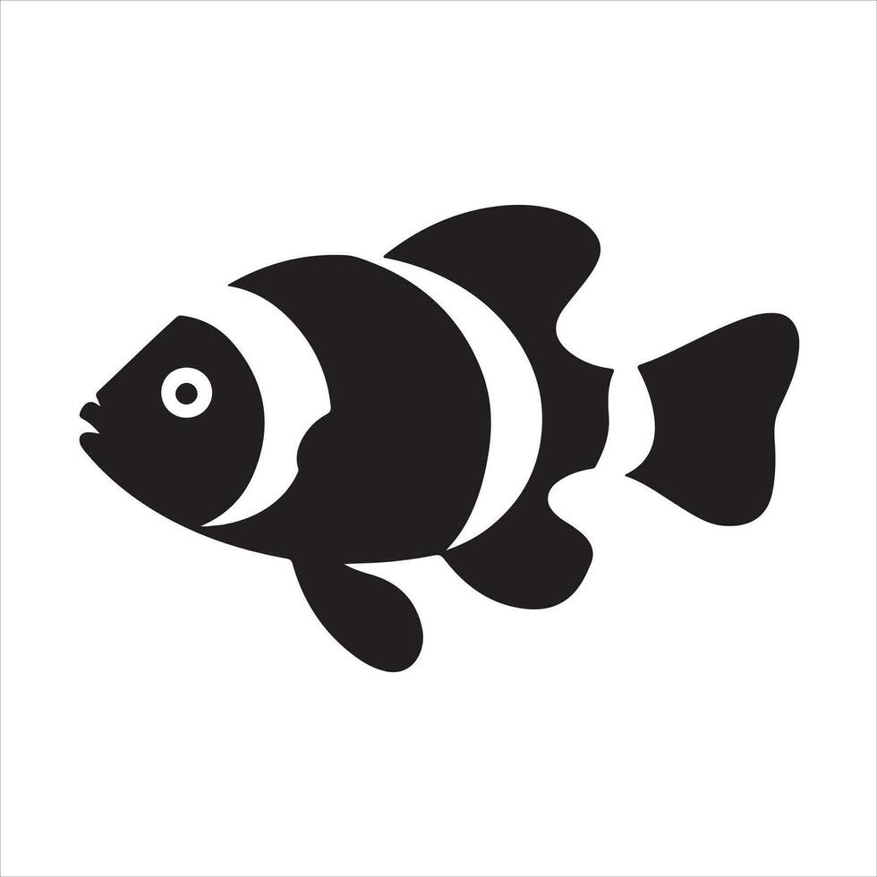 pez payaso silueta vector