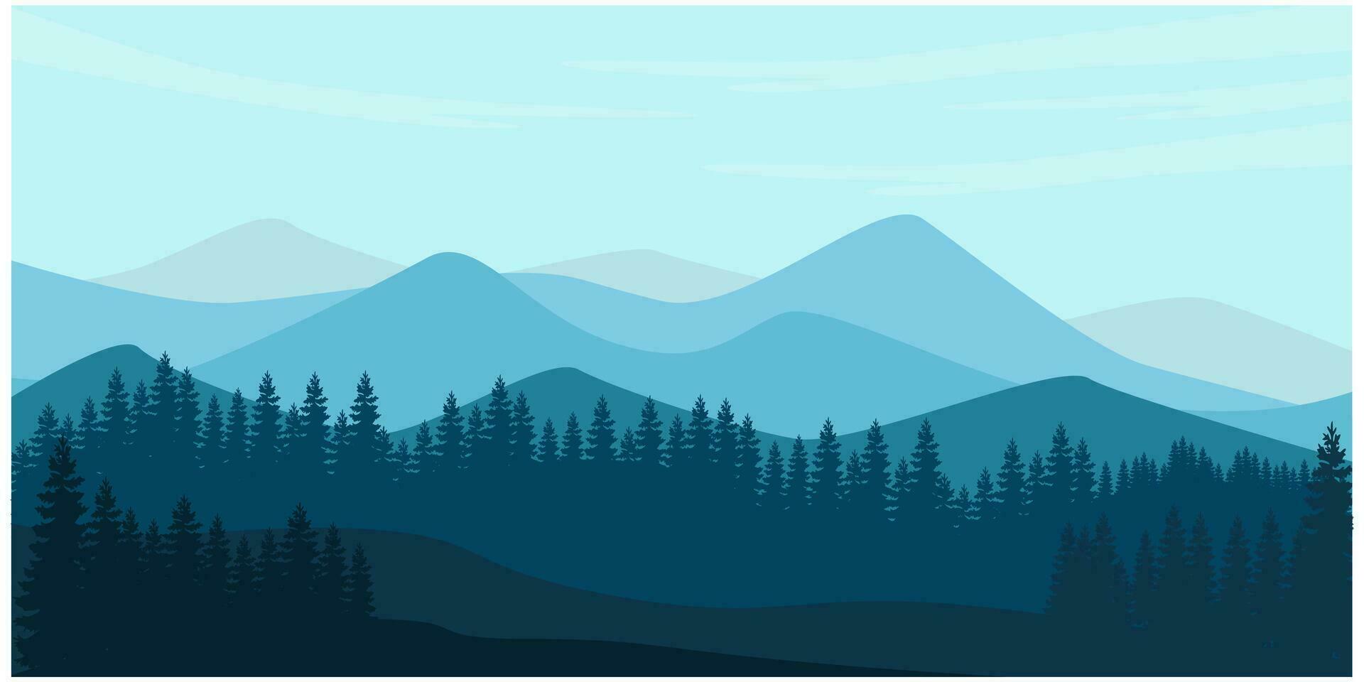 Landscape with silhouettes of forest trees mountains and hills. minimalist landscape abstract contemporary collages inspiration vector. vector