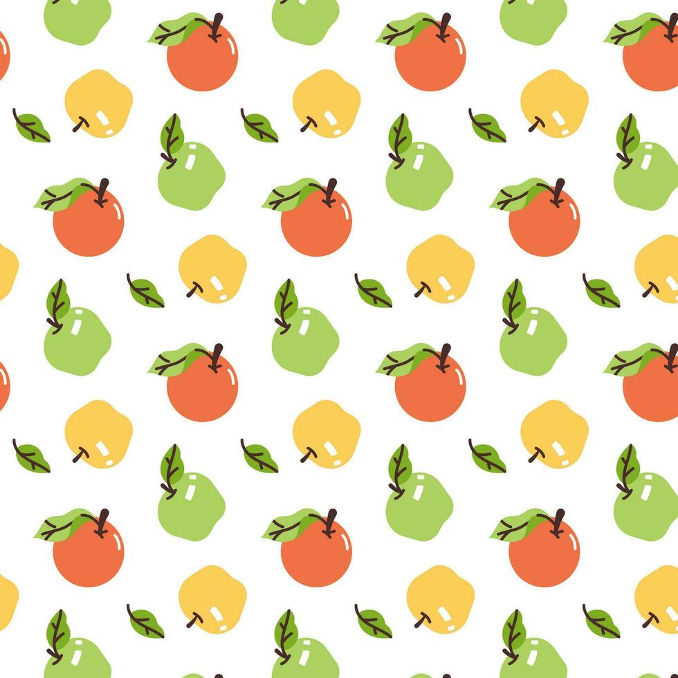 Background pattern with multi-colored apples. Flat modern vector illustration.