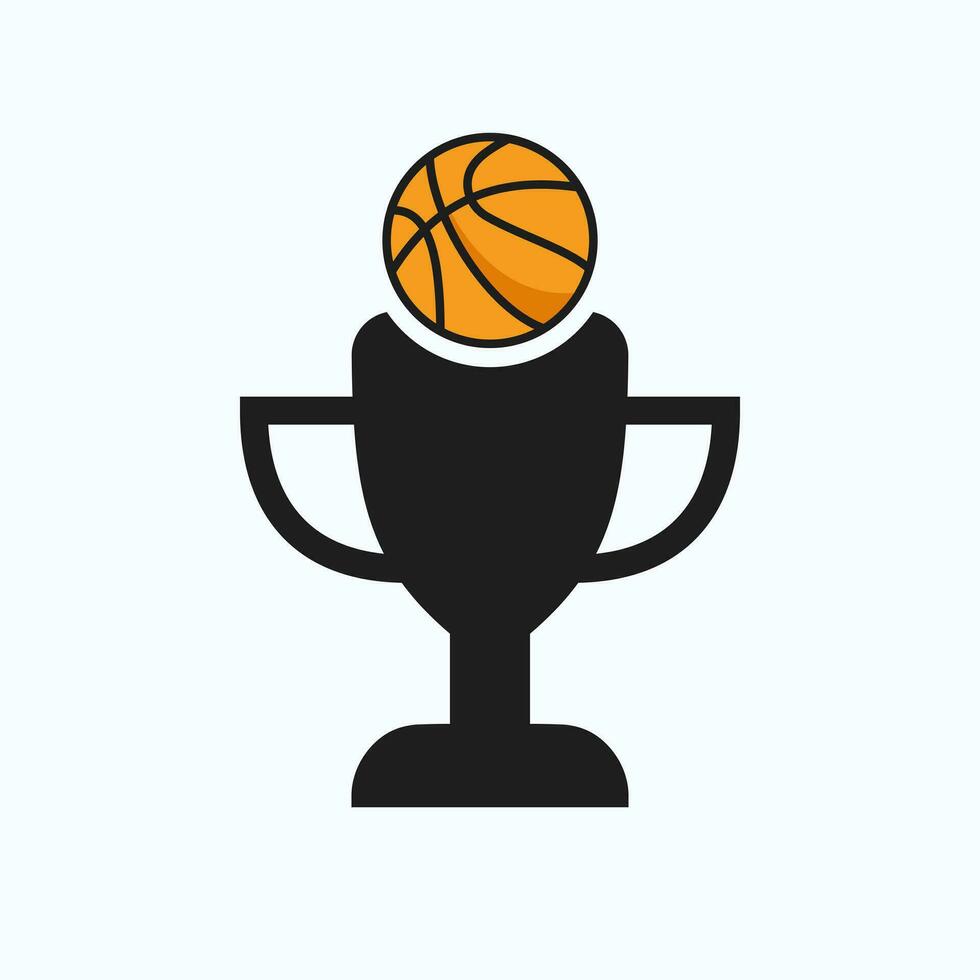 Basket Ball Championship Trophy Logo Design Concept With Basket Ball And Trophy Icon vector