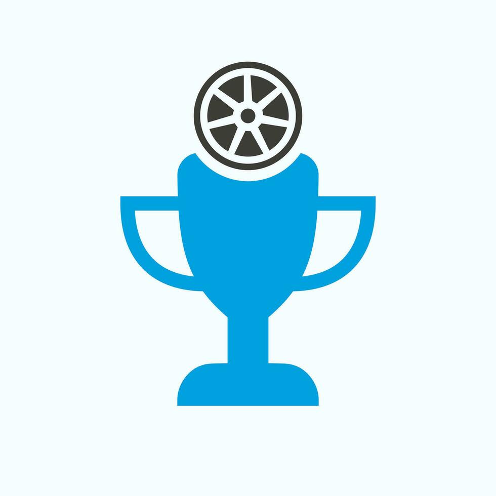 Car Sport Championship Trophy Logo Design Concept With Tire And Trophy Icon vector