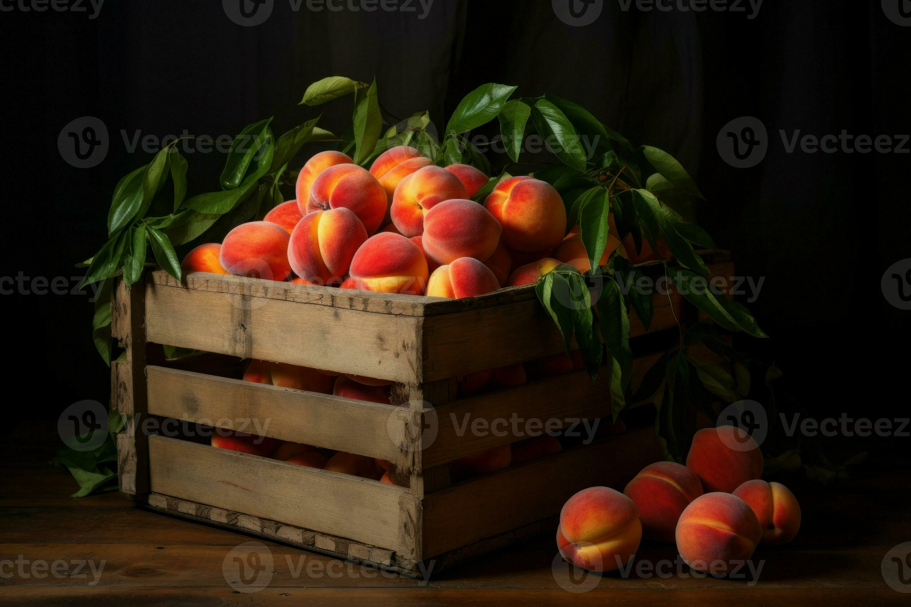 Mysterious Crate peaches dark room. Generate Ai 29194822 Stock Photo at