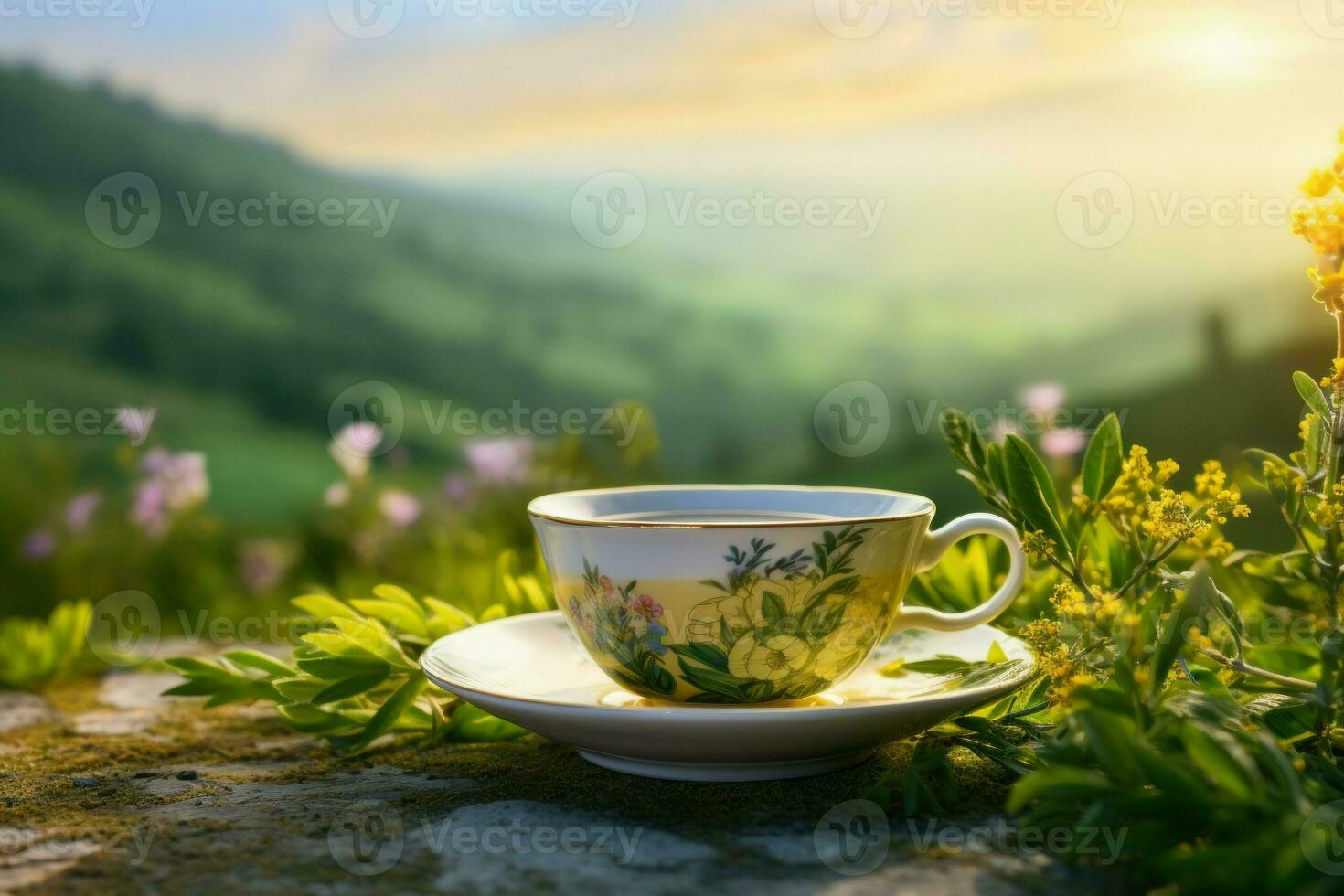 delicado naturaleza té taza. generar ai foto
