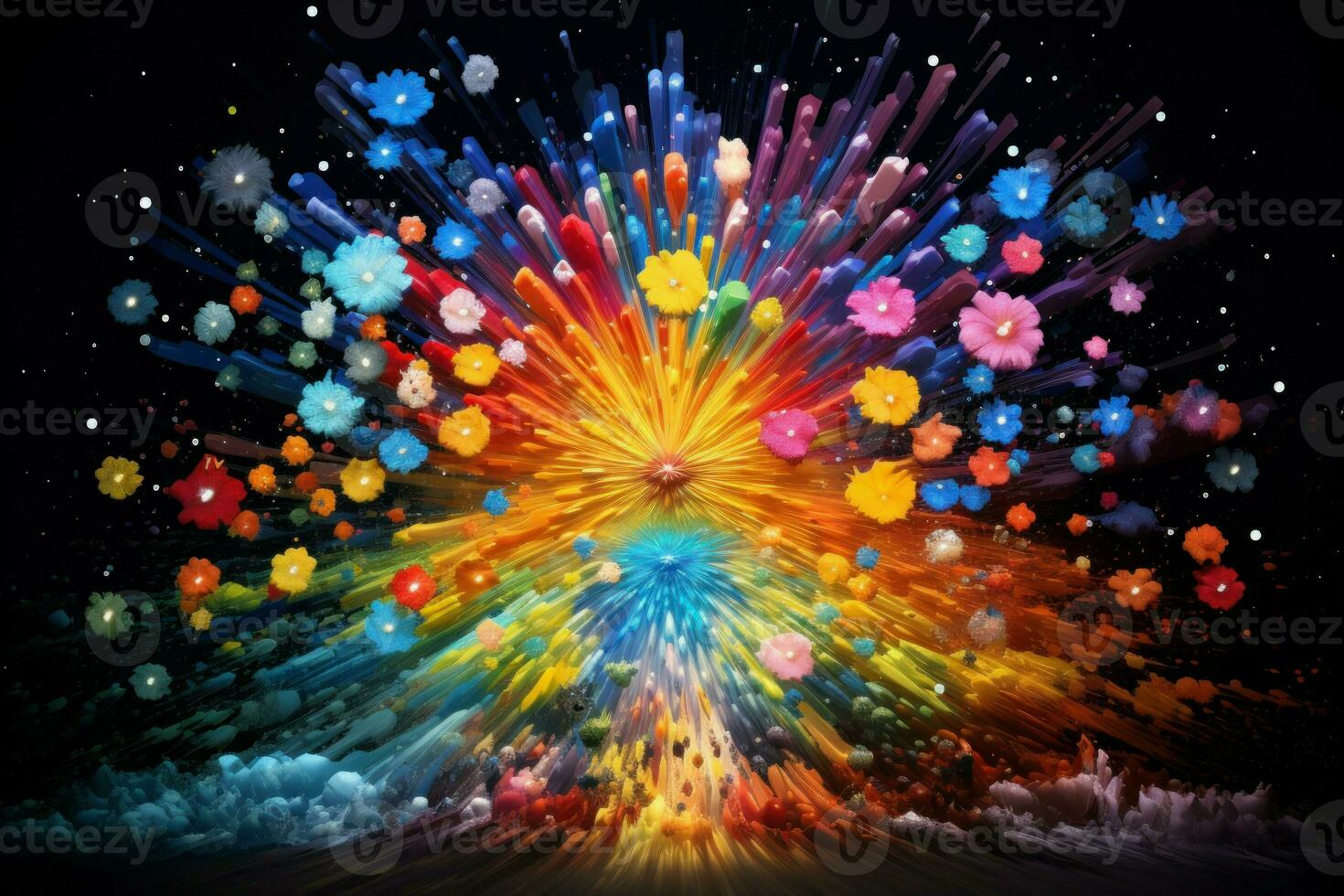 Mesmerizing Space colorful explosion. Powder color smoke photo