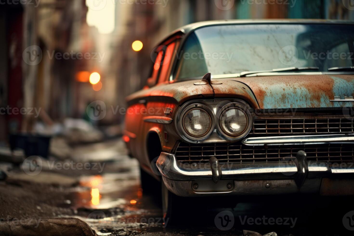 antiguo coche de cerca carrera. generar ai foto