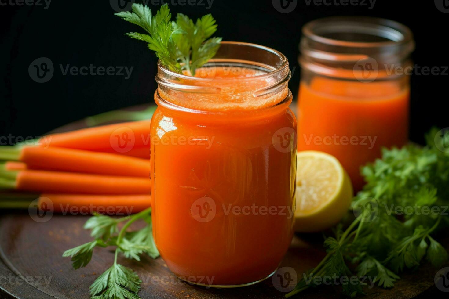 Refreshing Carrot juice pot. Generate Ai photo
