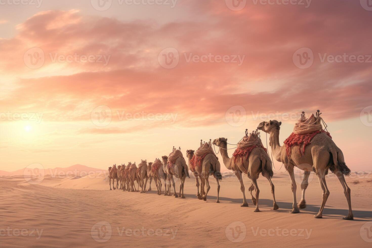 Sturdy Caravan camels. Generate Ai photo