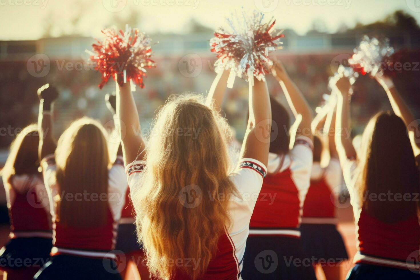 Enthusiastic Cheerleaders cheering game. Generate Ai photo