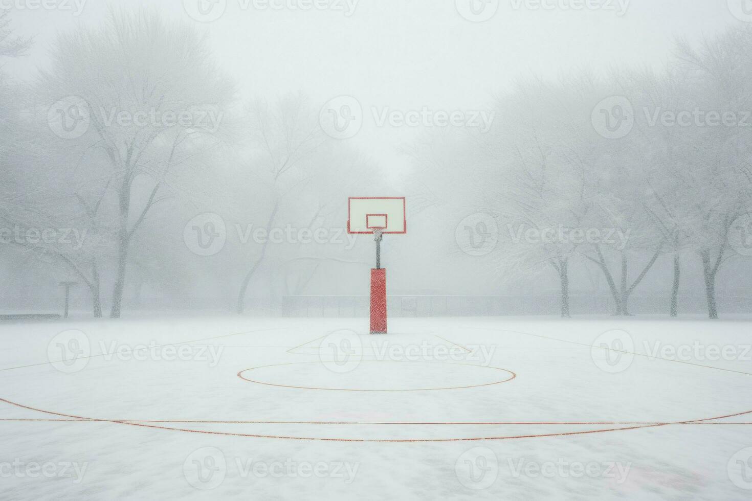 Serene Basketball court outdoor winter. Generate Ai photo