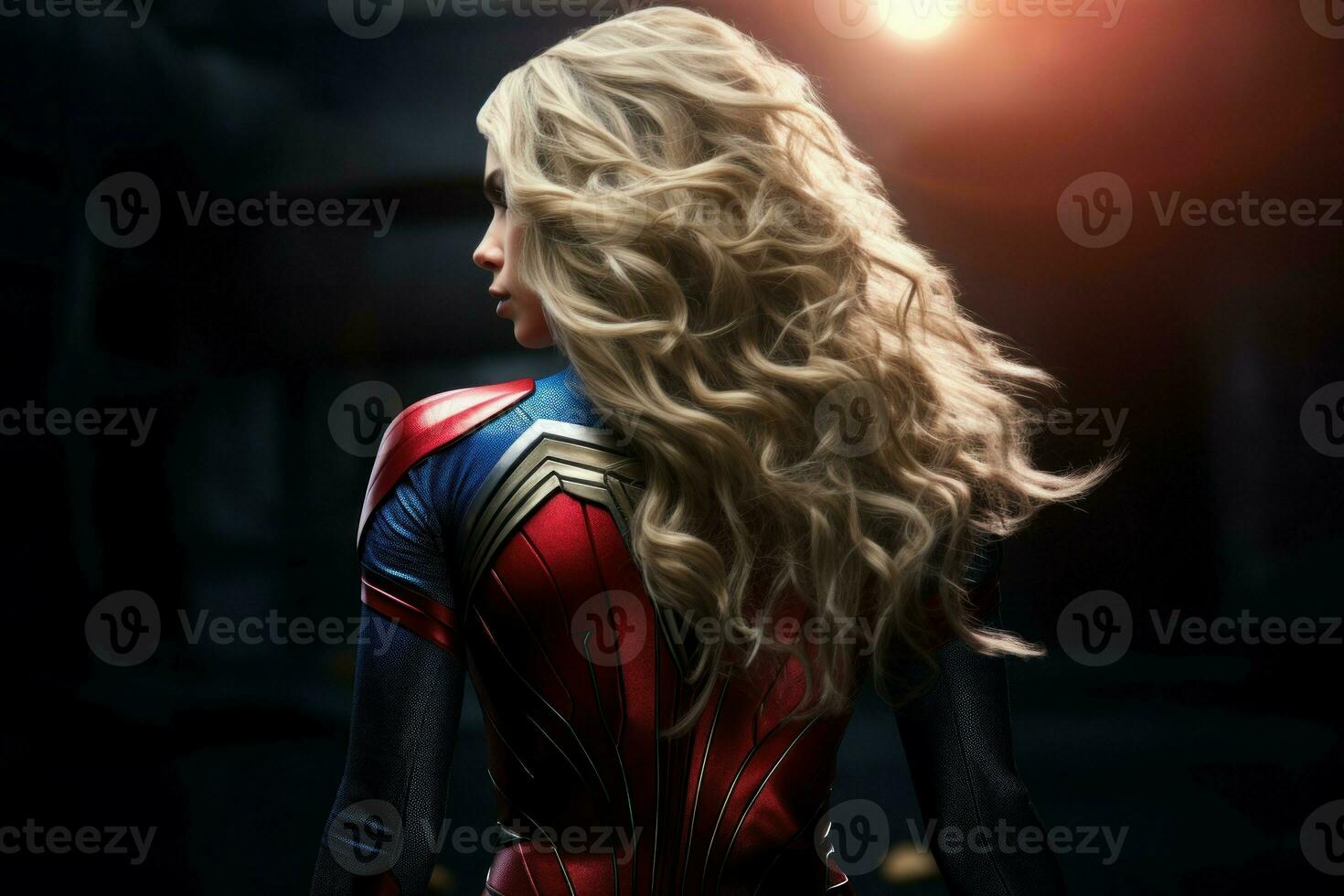 Super hero woman night city. Generate Ai photo