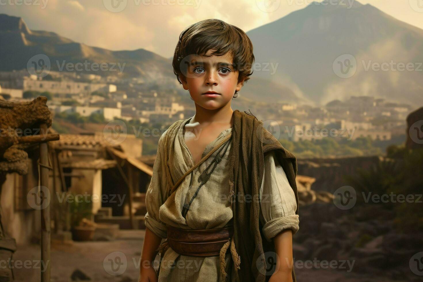 Historical Ancient greek child boy. Generate Ai photo