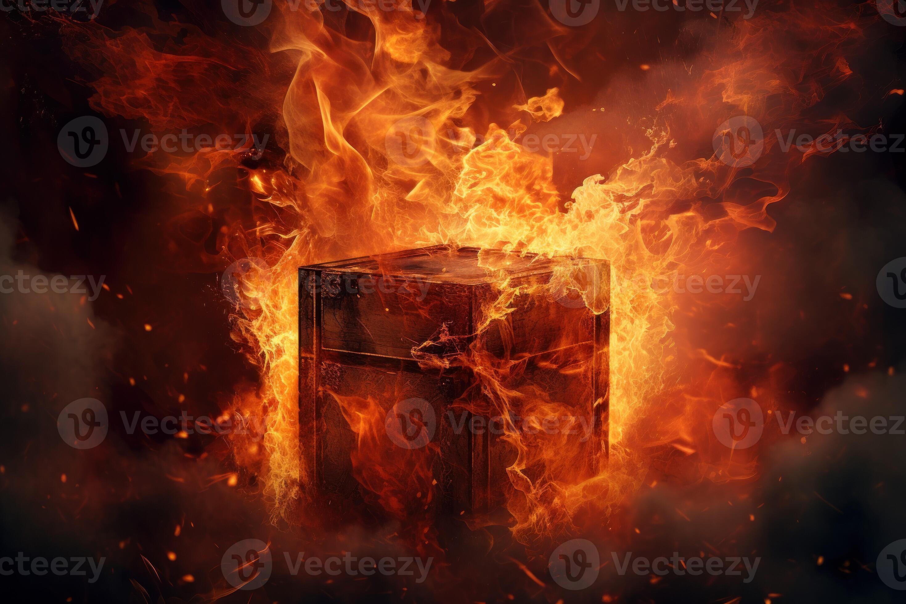 Mesmerizing Fire cube background. Generate Ai 29195110 Stock Photo at