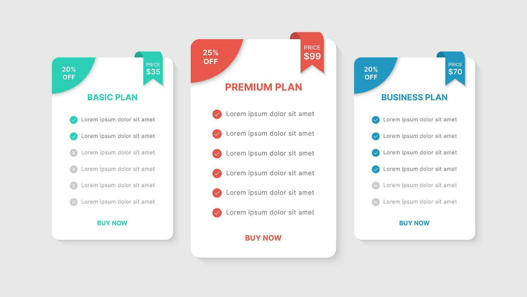 fijación de precios mesa suscripción paquetes comparación infografía modelo diseño vector