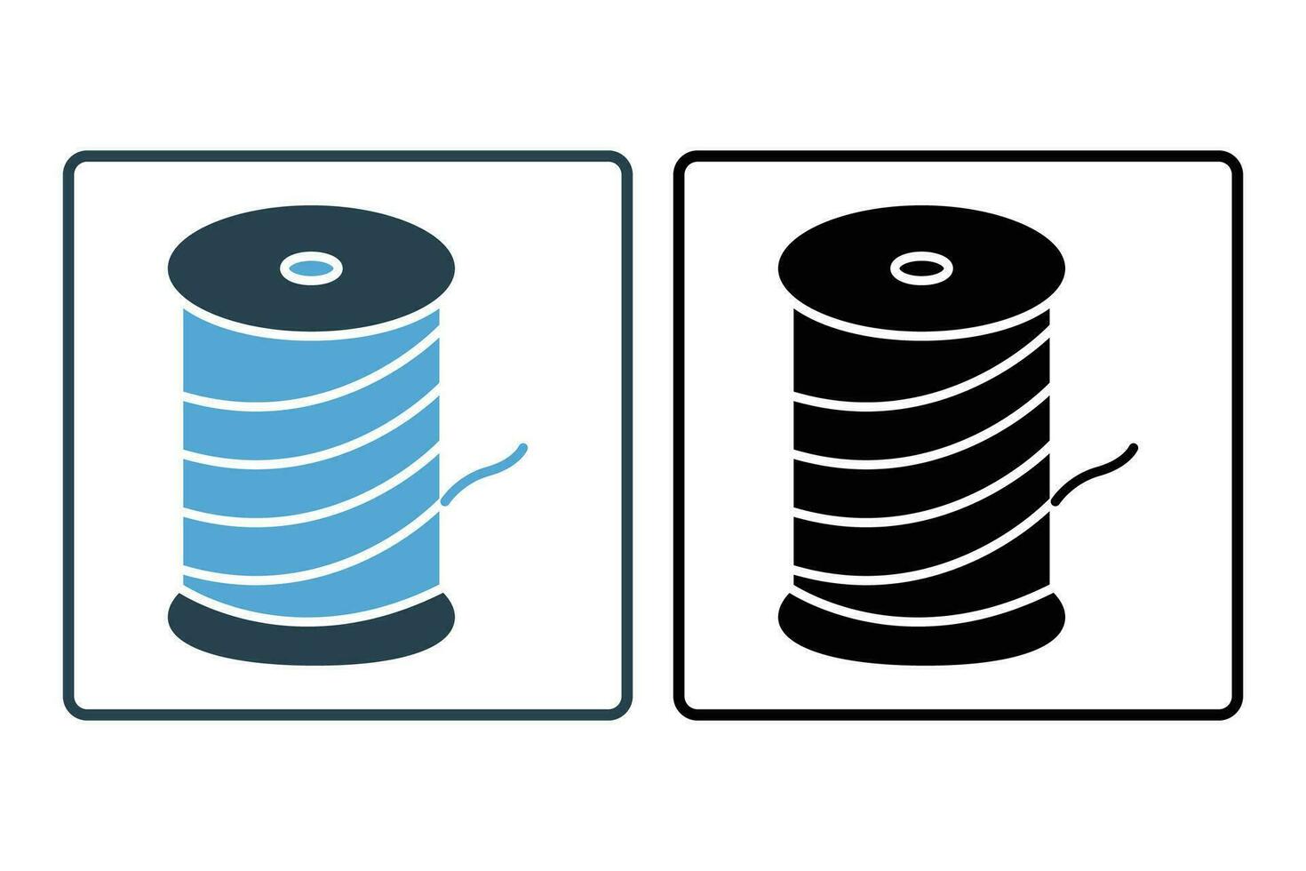 Spool thread icon. Icon related to textiles and sewing. Solid icon style. Simple vector design editable