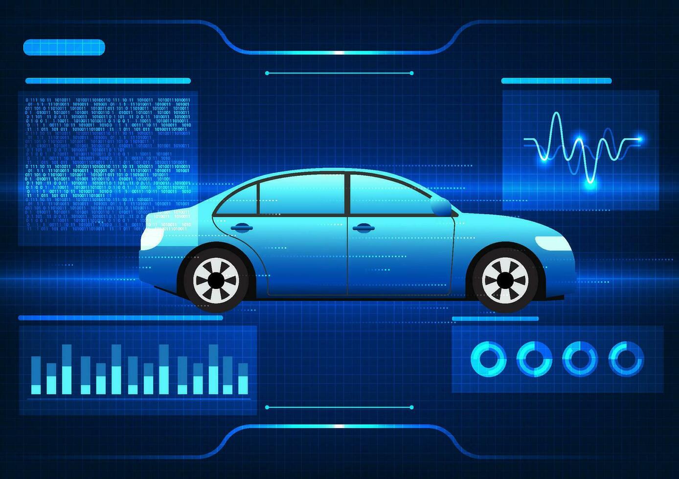 Technology that integrates with the car In order to access the performance of the car's systems and new innovations Helps analyze problems quickly. The car is scanned. vector