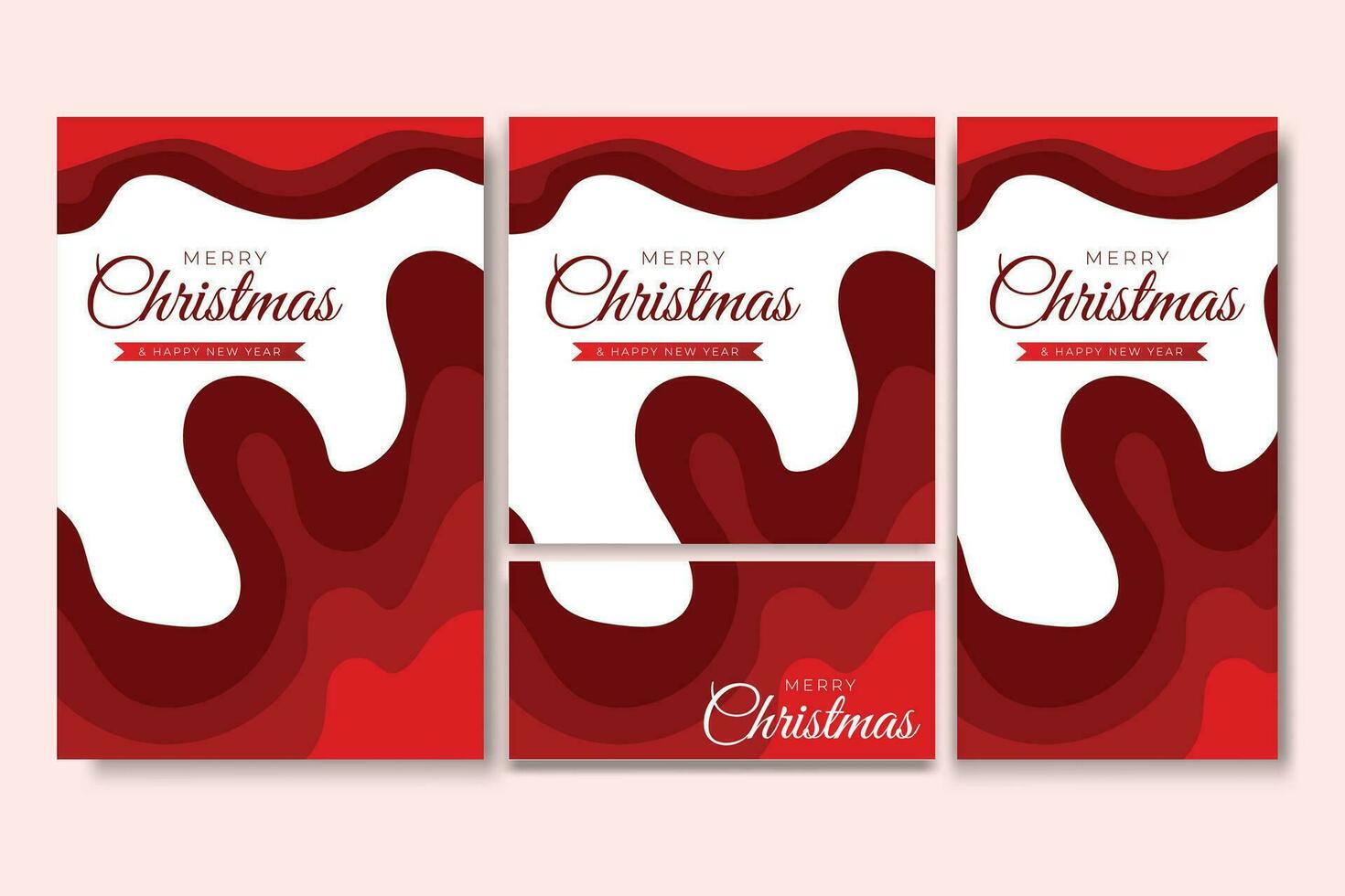 Merry Christmas Flyer and Social media Bundle Set Abstract Background vector