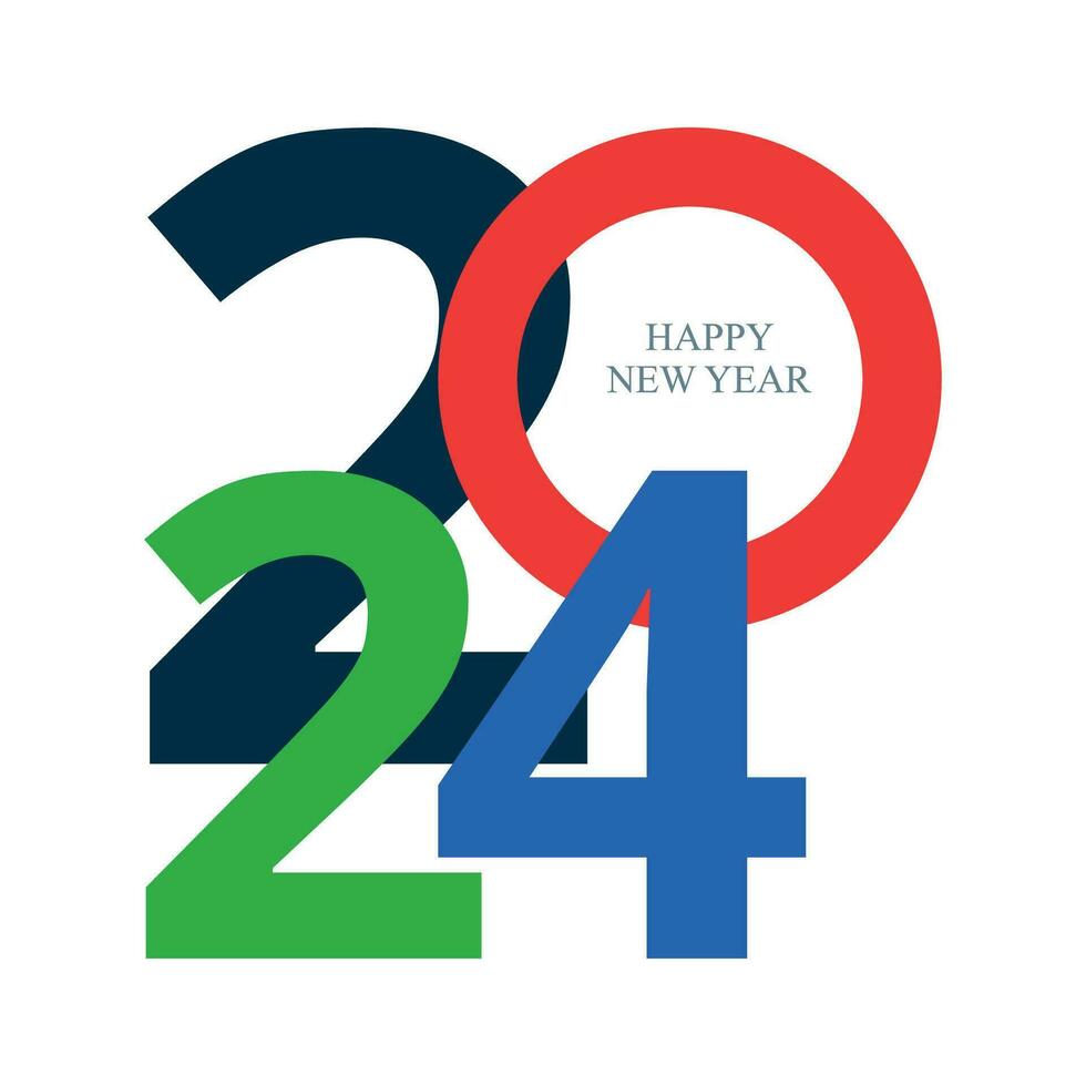 Happy New Year 2024 with a retro typography concept. 2024 New Year concept for poster, social media post calendar, banner, flyer, and template vector