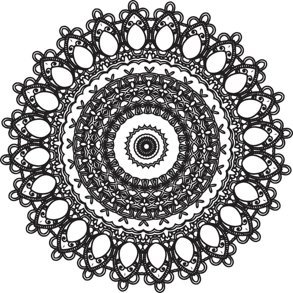 patrón circular en forma de mandala para henna, mehndi, tatuaje, decoración. adorno decorativo en estilo étnico oriental. página de libro para colorear. vector