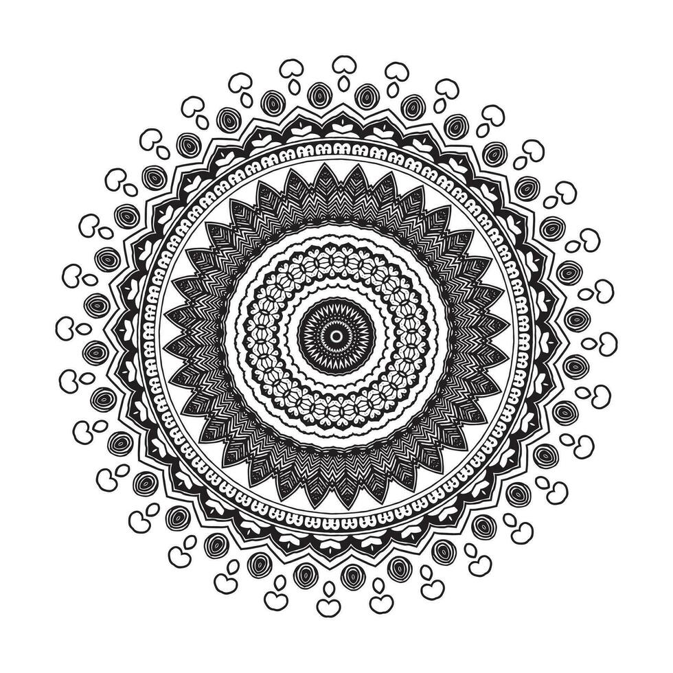 Circular pattern in form of mandala for Henna, Mehndi, tattoo, decoration. Decorative ornament in ethnic oriental style. Coloring book page. vector