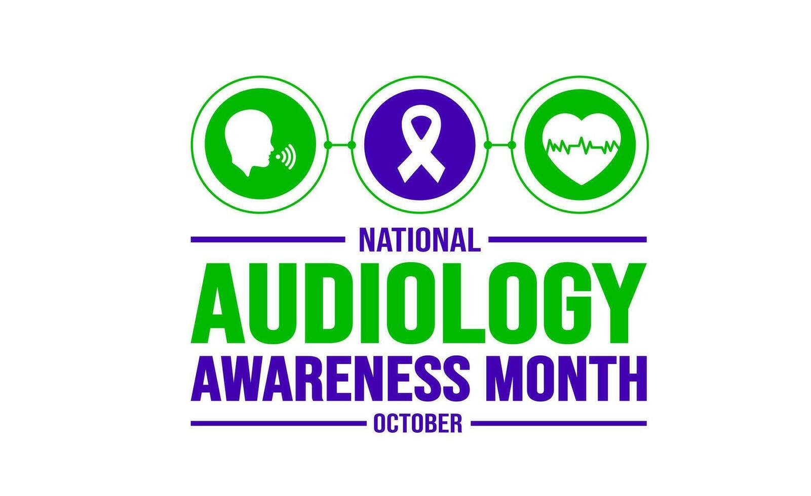 October is National Audiology Awareness Month background template. Holiday concept. background, banner, placard, card, and poster design template with text inscription and standard color. vector